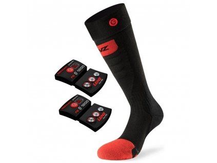 Lenz Heat Sock 5.0 Toe Cap Slim Fit + Lithium Pack RCB 1200 - black/red/grey (Velikost 39-41)